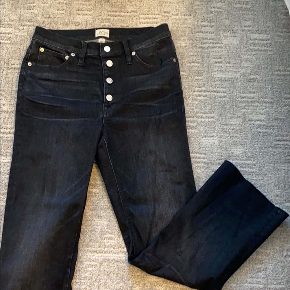 Jcrew Button-fly Demi-Boot jean in charcoal